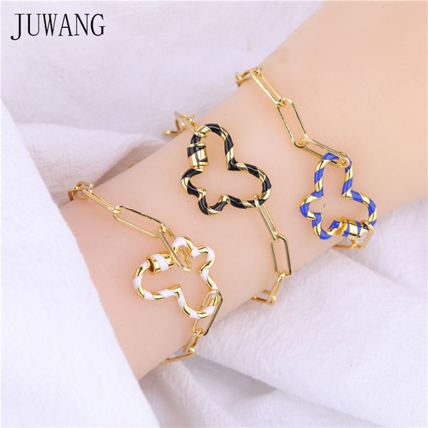 

juwang 2020 new fashion diy link bracelets for women men butterfly connector charm o-link chain bracelet bangles jewelry, Black