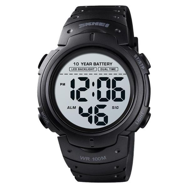 

wristwatches skmei brand men's watch 100m waterproof large display alarm clock led digital male sport watches wholesale relogio masculi, Slivery;brown