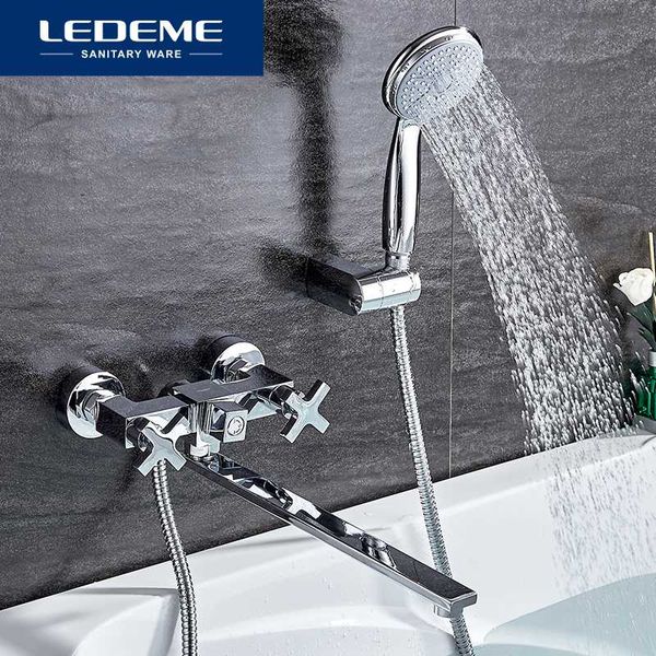 

bathtub faucets ledeme bathroom faucet chrome finish wall mounted waterfall handheld shower tap mixer l2584