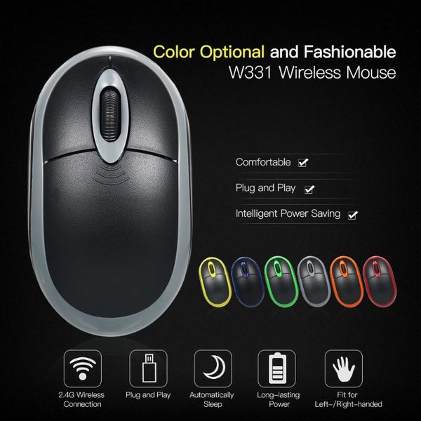 

2.4g wireless mouse 1600dpi optical mini mobile mouse with usb receiver 3 buttons for pc lapdeskfit for left/right hand