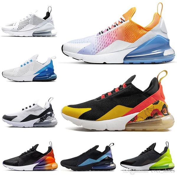 

новый 27с floral кроссовки для женщин мужчин обувь se тройной черный 270s белый радуга каблука volt orange мужские тренер спорт кроссовки 36