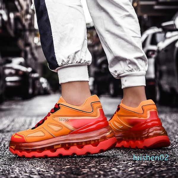 

designer hip hop mens shoes casual shoes men tenis sapato masculino men chunky sneakers basket man thick bottom tenis masculino l02, Black