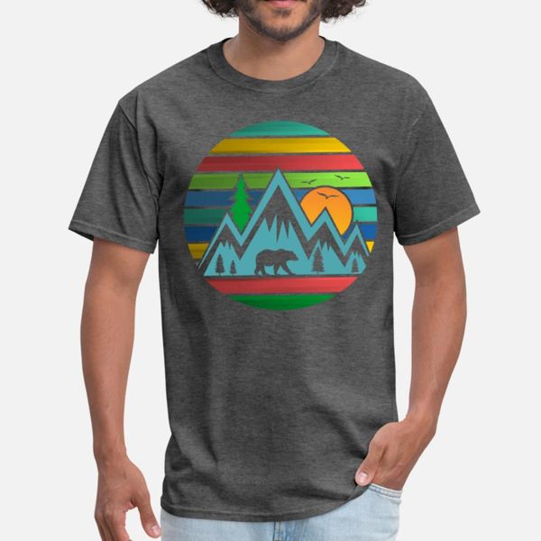 

mountains and bear t shirt men anti-wrinkle tee shirt o-neck leisure anti-wrinkle basic summer novelty shirt