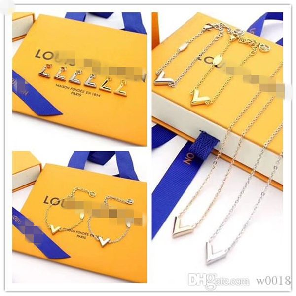 

2020 luxury jewelry designs necklace for women titanium steel necklace pendant necklace fashion arpels bracelet earrings v, Silver