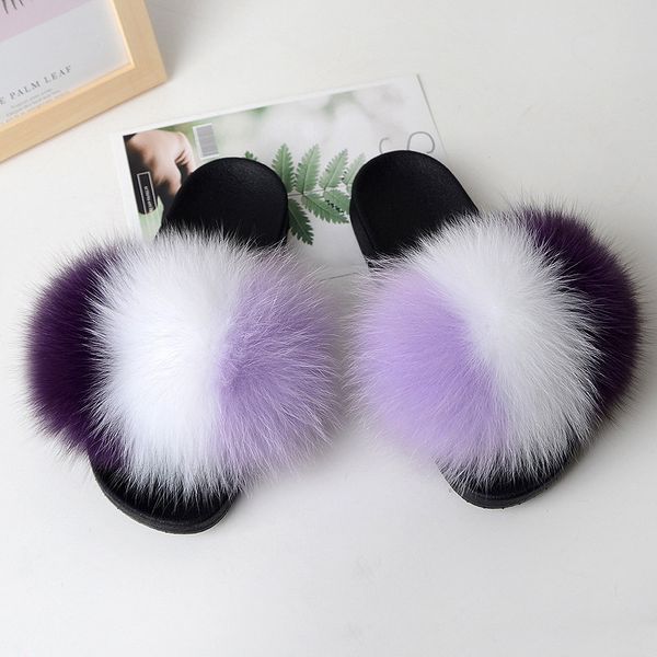 

new fashion fur slides for women home indoor furry eva flats shoes female comfort light hair plush slippers, Black