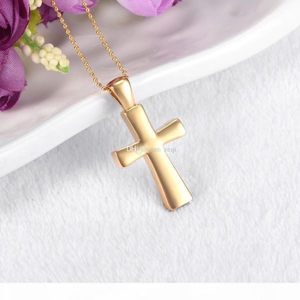 

classic design cross cremation jewelry for pet human ashes memorial urn stainless steel bead chain funeral urn casket jewelry, Silver