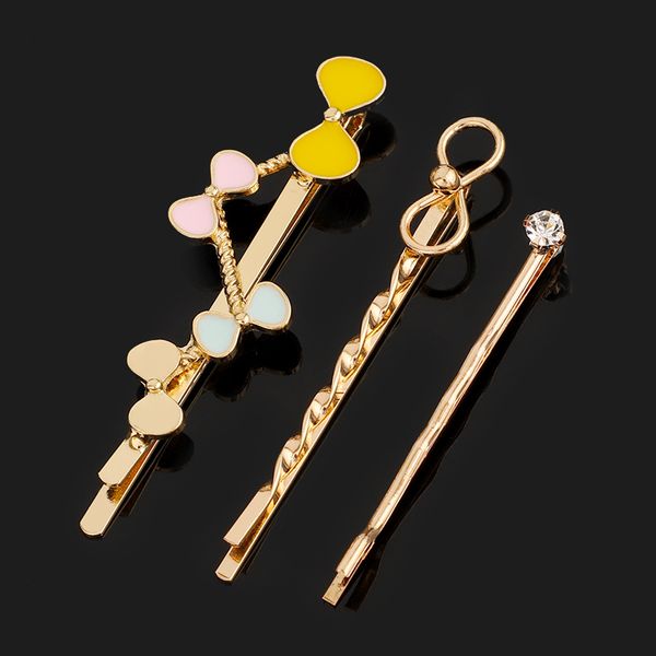 

3pcs rhinestone star heart flower butterfly hair clip barrette gold bobby pins hairpins women girls hair tools accessories