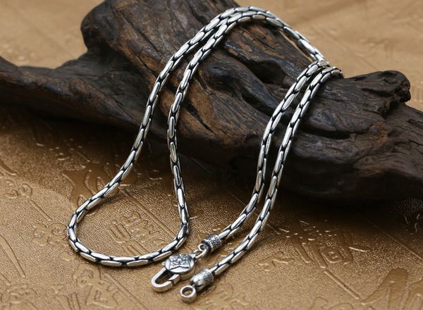 

3mm real solid 925 sterling silver necklace rectangular chain men women s4689