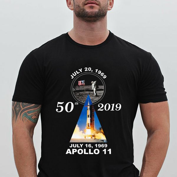 

apollo 11 50th anniversary moon landing t-shirt 2019 fashion cotton slim fit solid color company t shirts