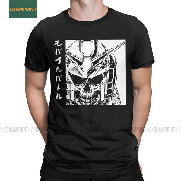 

skull of mobile battle gundam t-shirt men cotton t shirts anime mech robot manga mecha japan harajuku gunpla short sleeve tee