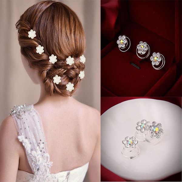 

headwear 120 the bride hairpins pins crystal accessories hair delicate shiny wedding pcs flower whole2019 qakqm, Slivery;golden