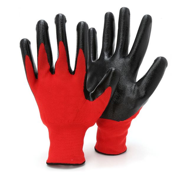 

10x pair nitrile coated working glove nylon safety labour factory garden repair