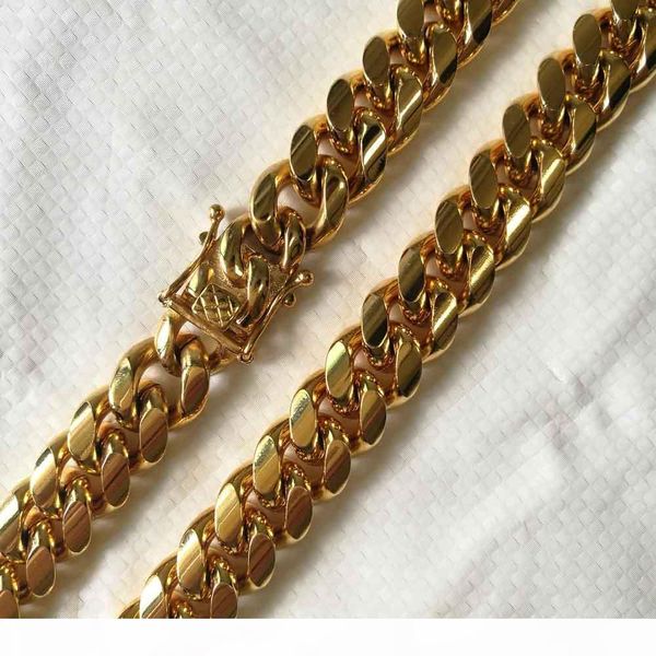 

10mm 12mm 14mm stainless steel curb cuban chain necklace boys mens fashion chain dragon clasp gold rosegold jewelry, Silver
