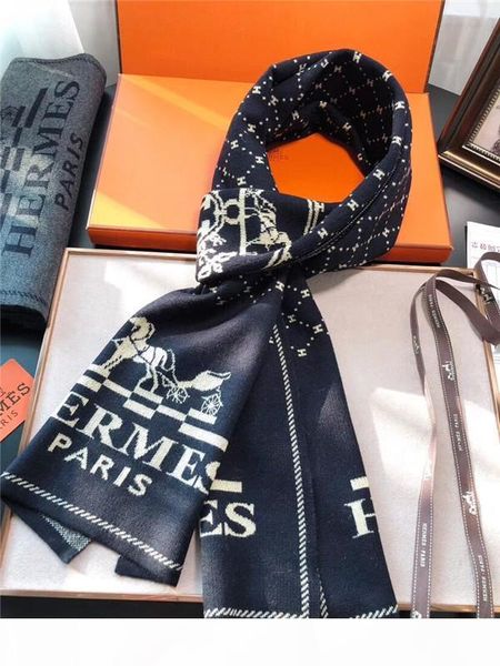 

simple men's and women's wool scarves fine autumn and winter business casual thermal scarf wholesale, Blue;gray