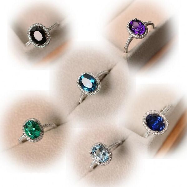 

drop shipping luxury jewelry 925 sterling silver oval cut multi color z cz diamond party women wedding band ring for lovers' gift, Slivery;golden