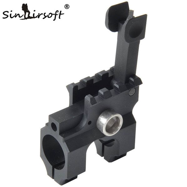 

sinairsoft tactical clamp-on gas block with folding front sight cnc aluminum machined iron for rifle hunting accessories black
