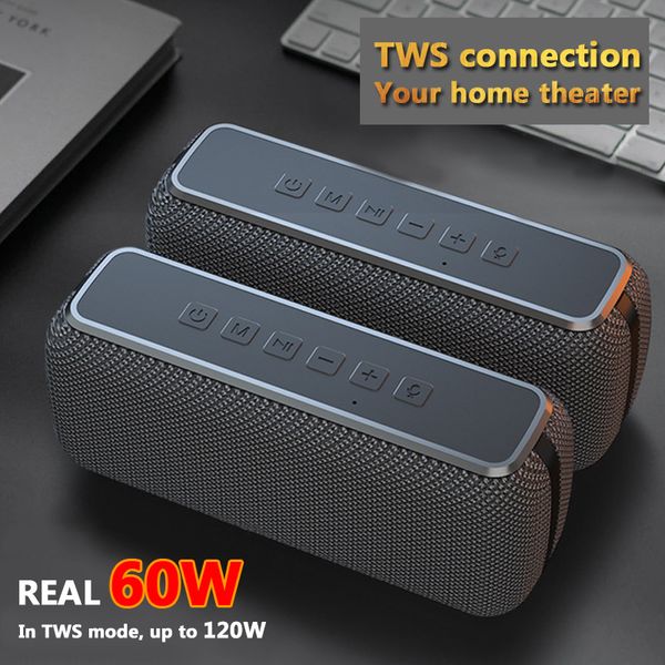 

portable speakers 60w big power bluetooth speaker wireless column waterproof dsp subwoofer music center with voice assistant 6600mah