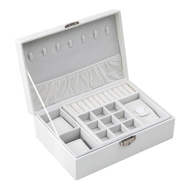 

manufacturer jewelry storage box creative leather portable multi-layer makeup storage box pu watch, Pink;blue