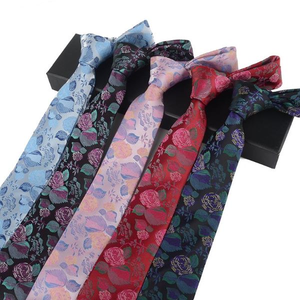 

windj polyester necktie flowers leaves graffiti pink blue purple, Black;gray