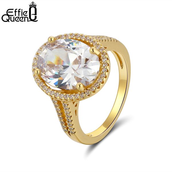 

effie queen trendy romantic women ring oval genuine austrian zircon rings paved by micro cz fashion jewellery party gift dr98, Golden;silver