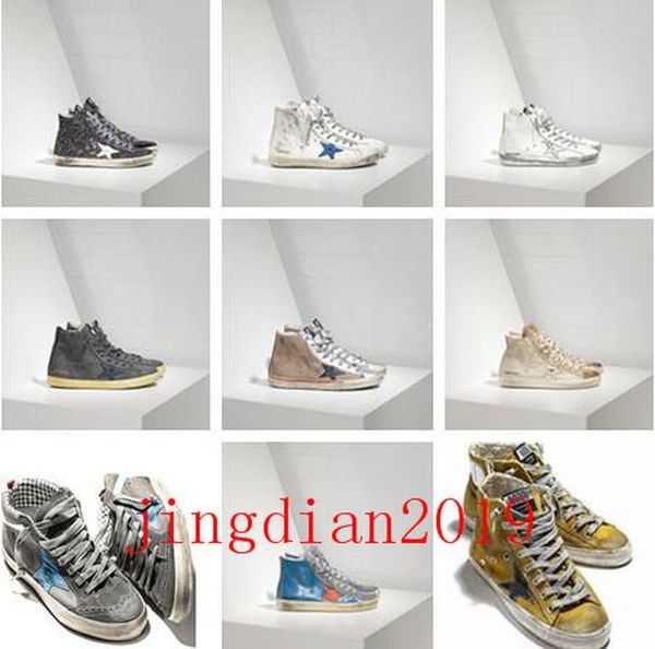 

ggdb 2019 italy brands golden old style designer fashion sneakers genuine leather mens womens casual shoes gooses trainer francy sup zen, Black;red