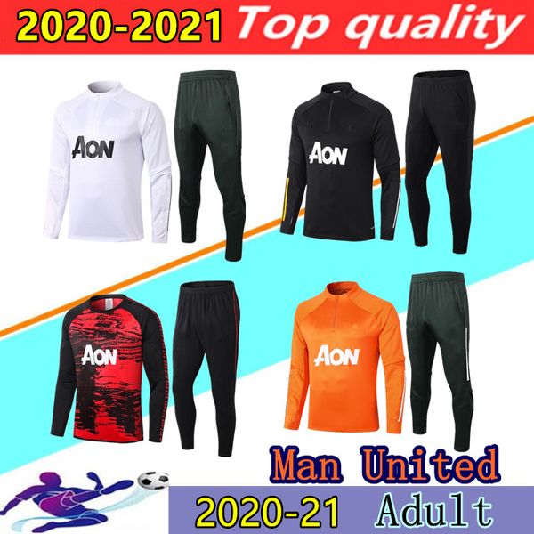 

20 21 manchester training suit men martial rashford football jacket sportswear blue foot jogging 2020 2021 pogba united soccer tracksuit, Black