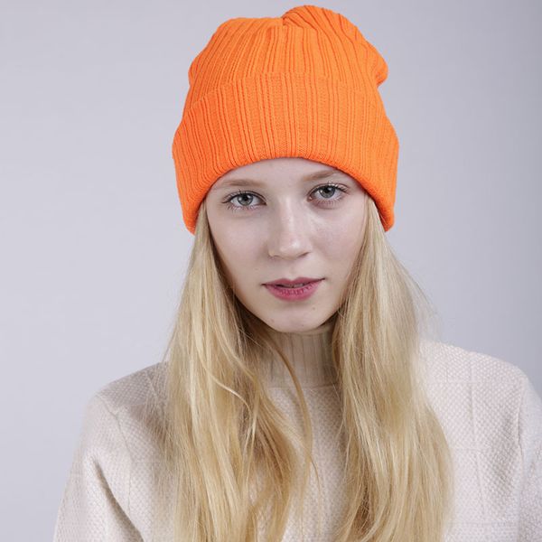

beanies women solid color knitted beanie hat for warm female autumn winter vertical stripes cap male