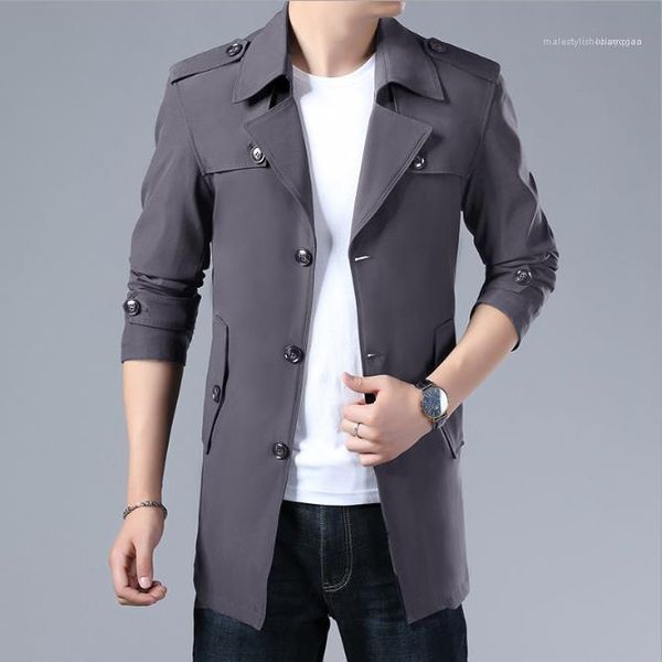 

outerwear spring autumn windbreaker fashion male clothing mens designer jackets long sleeve lapel neck button mens, Black;brown