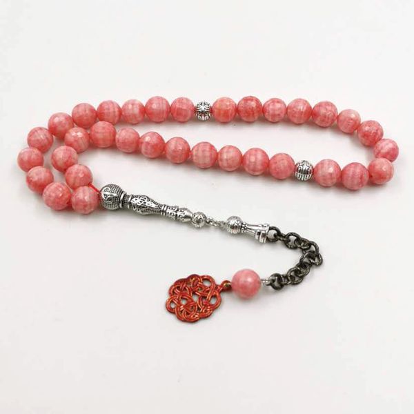 Stränge natürliche rosa Jaspis Tasbih muslimischen Stein Rosenkranz islamische Misbaha Türkei Mode 33 Gebetsperlen Armband Saudi-arabisches Eid-Geschenk