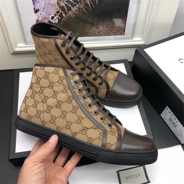 

2020 latest brown leather high casual shoes men's casual shoes fashion trend comfortable shoe size 38-44 type 39745400591