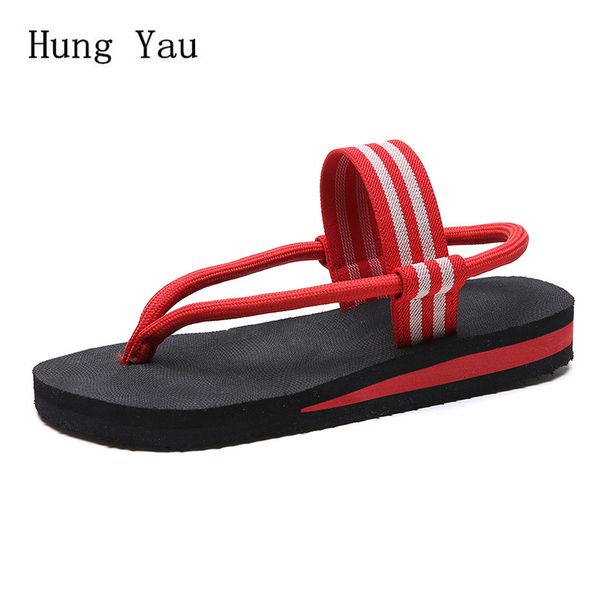 

women sandals flip flops slippers flats shoes summer fashion wedges woman slides striped beach lady casual female platform, Black