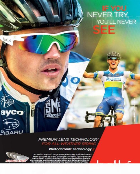 

imported italy bolle 6th sense 11841 professional outdoor cycling mountain climbing hd golf sunglasses on foot, White;black