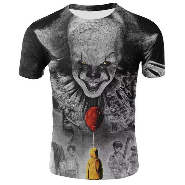 

horror movie it penny wise clown joker cool man 3d print shirts aesthetic anime plus size men clothing