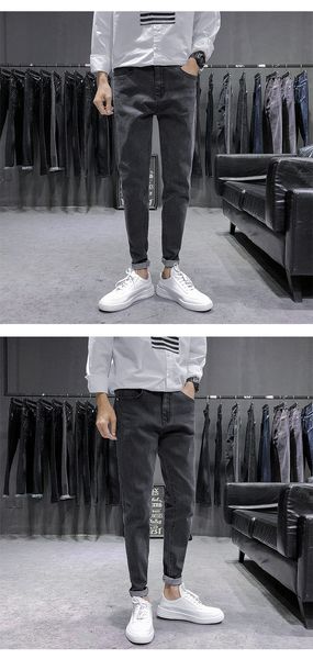 

popular logo han edition tide feet long cultivate one's morality men's leisure pencil pants, Blue