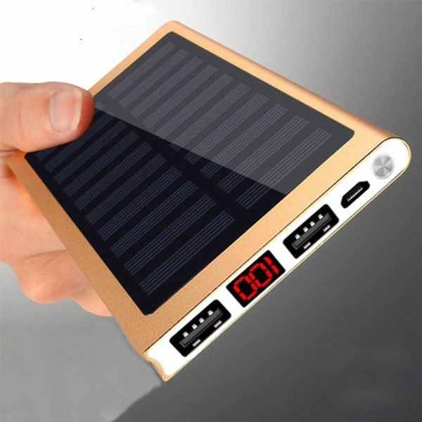 

solar 20000mah power bank external battery 2 usb led powerbank portable mobile phone solar charger for xiaomi mi iphone huawie