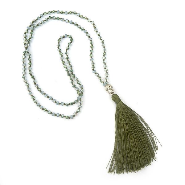 

jewelry boho buddha beads handmade charm chain for yoga meditation 30 styles crystal beaded tassel long necklace g349q lhu1, Silver