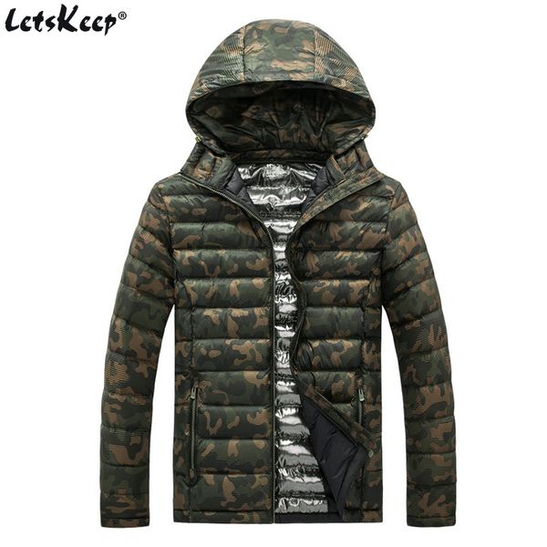 

men's down & parkas letskeep winter camouflage cotton parka jacket men warm hoody coat outerwear camo plus size l-5xl , ma541, Black