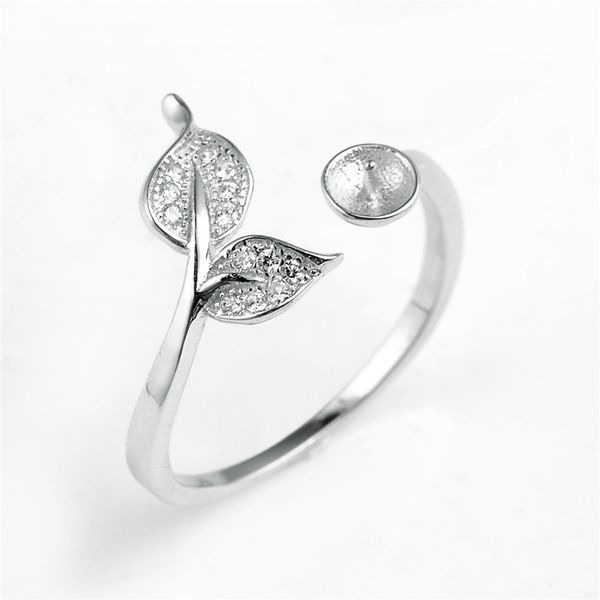 

два листа украшенный кольца настройки pearl 925 sterling silver semi маунт diy изготовление ювелирных изделий 5 шт, Slivery;crystal