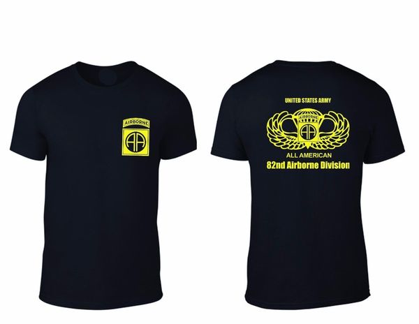 

2019 summer men's t-shirt fashion brand clothing o-neck short sleeve 82nd airborne-division black blank t shirt