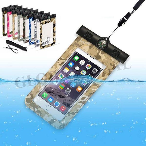 

cgjxscamouflage mobile phone waterproof bag colorful swimming and diving intelligent dustproof pouch touch screen smart phone cover case 6 i