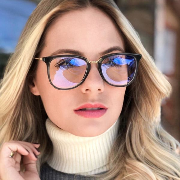 

fashion brand design women mirror eyeglasses cat eye oculos anti-blue glasses female gafas uv400 protection custom lens, White;black