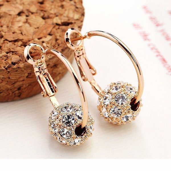 

2020 fashion austrian crystal ball gold silver earrings earrings for woman party wedding jewelry, Golden;silver