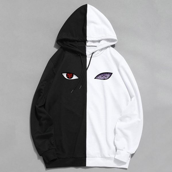 

new summer anime brand printing the sharingan double color hoodies pullover sweatshirt harajuku hip hop thin clothing, Black