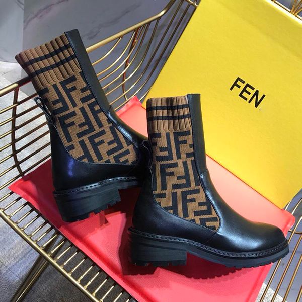 

new fashion luxury ladies winter ankle boots 2020 new fashion womens platform mid boots socks boots of size 35-41, Black