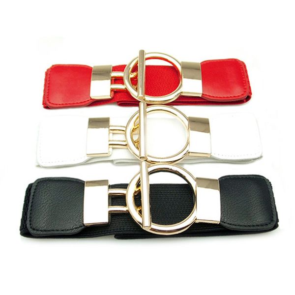 

1pc women buckle waistband wide elastic stretch waist belt for women dress, Black;brown