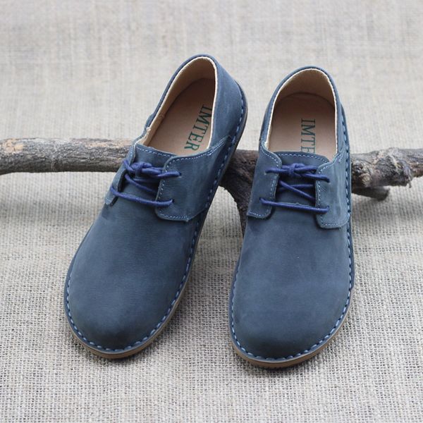 

fashion retro hand-sewing shoes women flats genuine leather soft bottom women shoes soft comfortable casual, Black