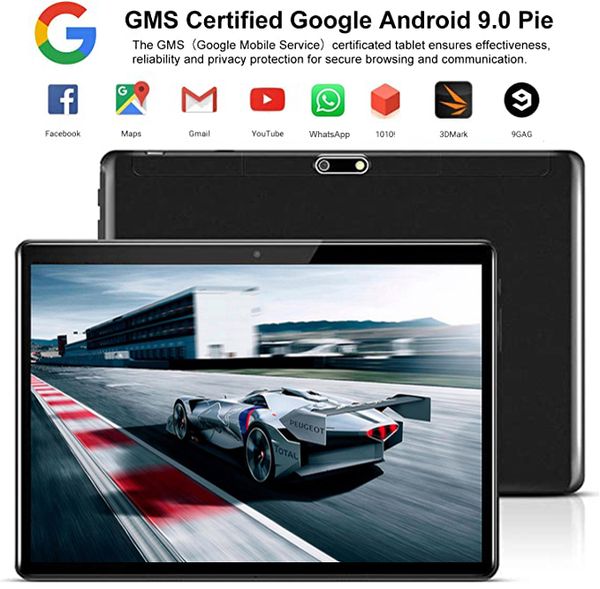 

tablette android super tempered 2.5d screen 10 inch tablet pc android 9.0 32gb rom wifi gps play store 64gb sd card gift