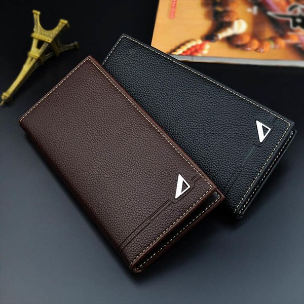 

men long wallets mini soft purse bag fashion durable anti wear pu card bags for coin money cards holder 18.5x9x1.8cm, Red;black