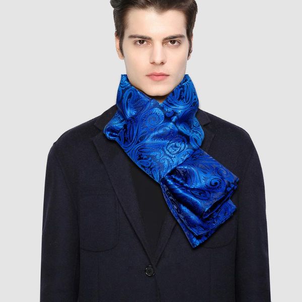 

scarves winter designer long men blue paisley silk scarf male brand shawl wrap face grade a barry.wang, Blue;gray