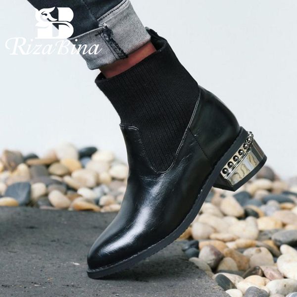 

boots rizabina plus size 32-48 women ankle fashion 2021 winter shoes basic short boot lady office dress footwear, Black